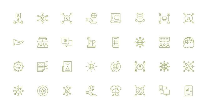 32 Sharing Icons in Thin Line Aesthetic Icon Set for Web vector