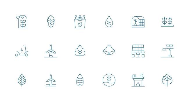 Sustainable Icon Collection with 18 Minimal Line Designs Optimized Icon Pack for Digital Products vector