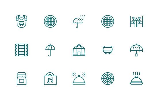 Cover Design Icons featuring 15 in Regular Line Style Neat Icon Set vector