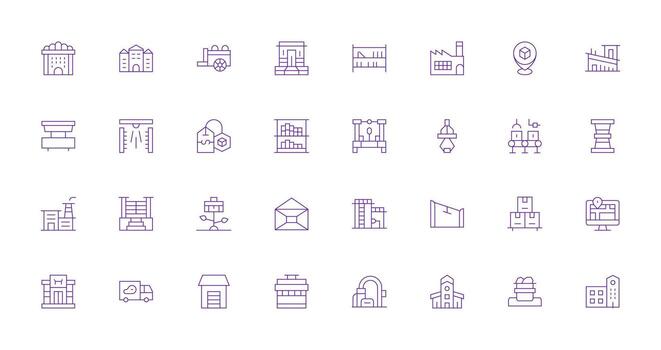 32 Thin Line Style Icons from Warehouse Collection Fully Editable Icon Set for Web vector