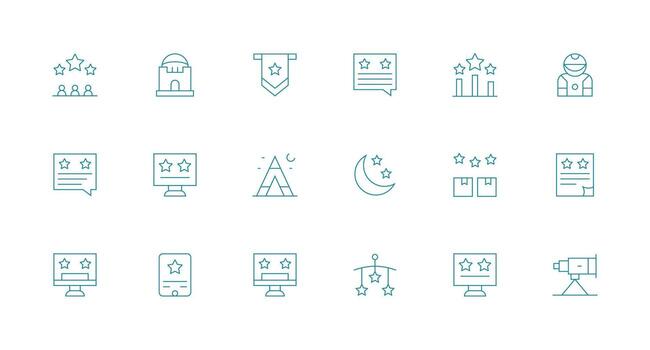 Stars Design Icons featuring 18 in Minimal Line Style Minimal Icon Pack vector
