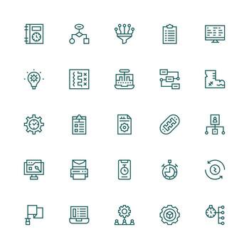 25 Medium Stroke Outline Icons for Workflow Graphics Clean Icon Set Icon Pack for UI Projects vector
