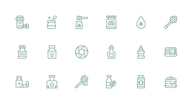 Syrup featuring 18 Icons in Minimal Line Design Compact Icon Set vector