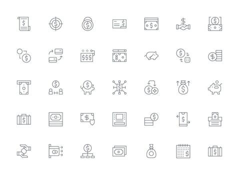 ligero línea íconos desde fondos conjunto con 35 vectores interfaz icono colección