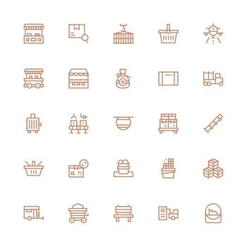 Goods Icon Set with 25 Medium Stroke Outline Graphics Icon Set for Projects vector