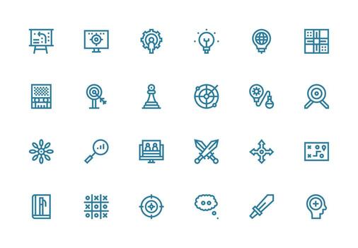 Strategy featuring 24 Icons in Thick Line Line Design Interface Icon Collection vector