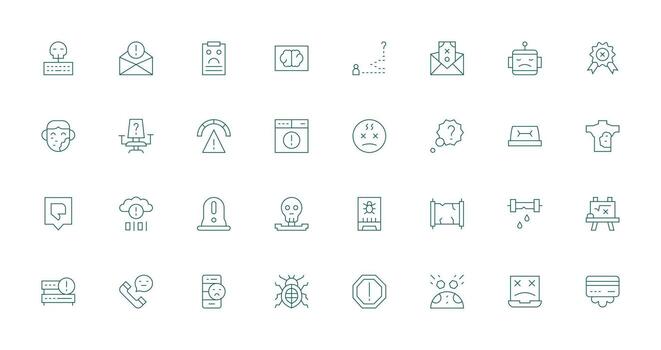 32 Thin Line Style Icons from Problem Collection Outline Icon Pack vector