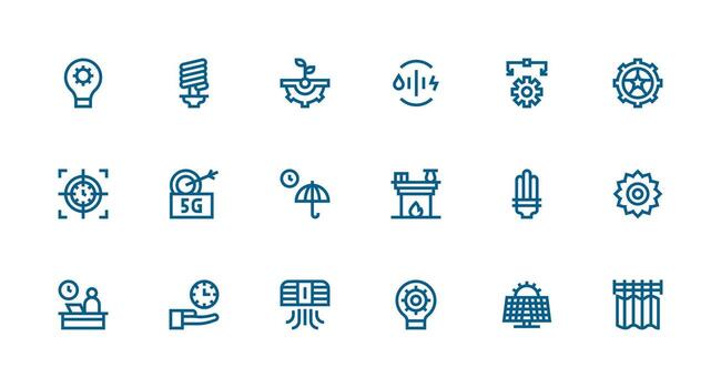 18 eficiente íconos en fuerte carrera línea estético web y aplicación icono paquete colección vector