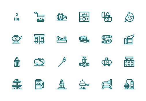 24 Thick Line Line Icons for Gas Graphics UI and UX Focused Icon Collection vector