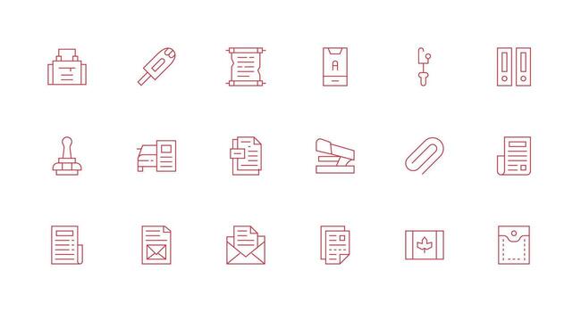 18 clip de papel íconos en mínimo línea estético tablero icono serie vector