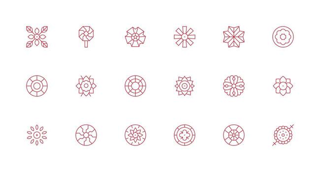 Mandala including 18 Minimal Line Illustrations Sharp Icons for Presentations vector