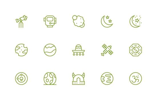 15 Regular Line Icons for Universe Graphics All-Purpose Icon Design Pack vector