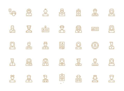 Person including 35 Regular Clean Line Illustrations UI Icon Set vector