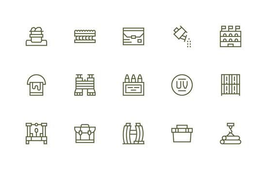 Materials Icon Collection with 15 Regular Line Designs Display Icon Pack vector