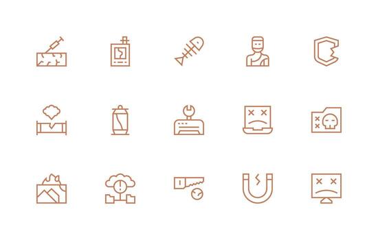 Broken Set with 15 Regular Line Icons Web and App Icon Pack Collection vector
