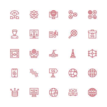 25 Network Icons in Medium Stroke Outline Aesthetic Clean Icon Set Icon Pack for UI Projects vector