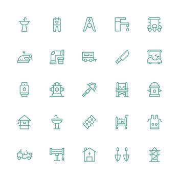 25 Medium Stroke Outline Style Icons from Utility Collection Lightweight Icon Series for Fast Prototypes vector