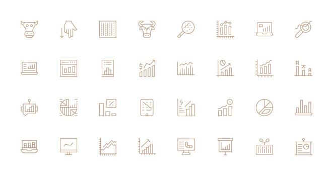 Trend Design Icons featuring 32 in Thin Line Style Icon Pack for UI vector