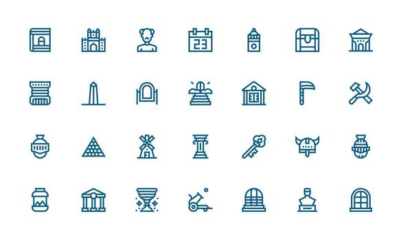 Historical Set with 28 Bold Line Icons Clean Icon Set Icon Pack for UI Projects vector
