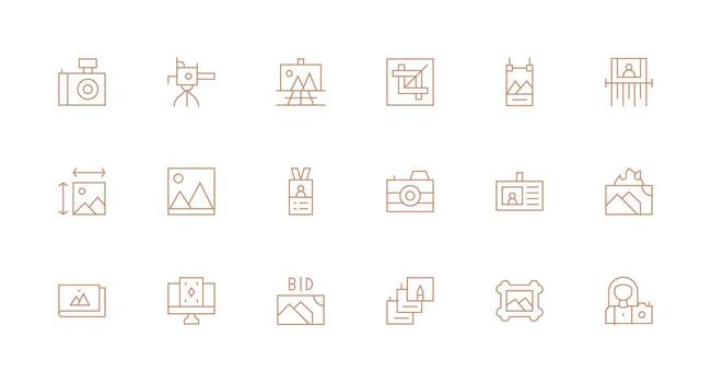 Photo Icon Collection with 18 Minimal Line Designs Clean Icon Collection for Web Use vector