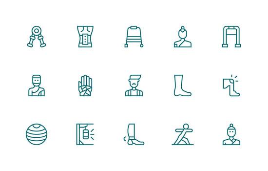 15 Regular Line Vectors for Physical Therapy Theme Clean Icon Set Icon Pack for UI Projects