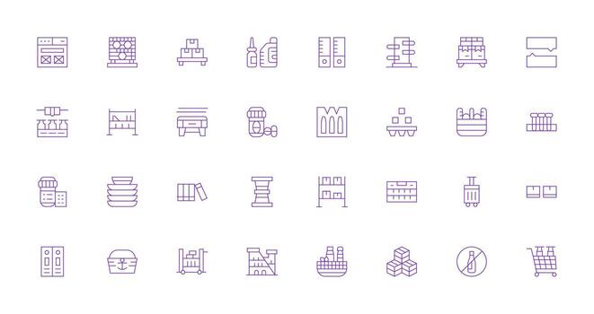 Thin Line Style Containers Icons with 32 Vectors Digital Icon Collection