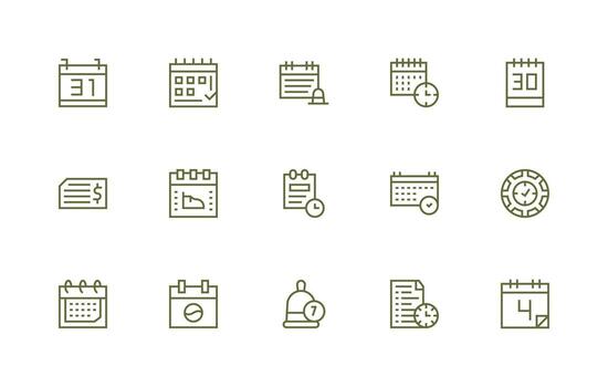 15 Icons for Due Date in Regular Line Format Sharp Icons for Presentations vector