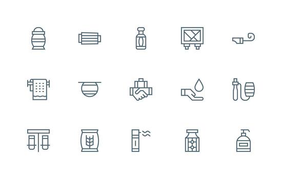 Supply Design Icons featuring 15 in Regular Line Style Flexible Icon System for Web Interfaces vector