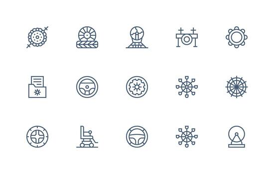 15 Regular Line Icons for Wheel Graphics Universal Icon Pack vector