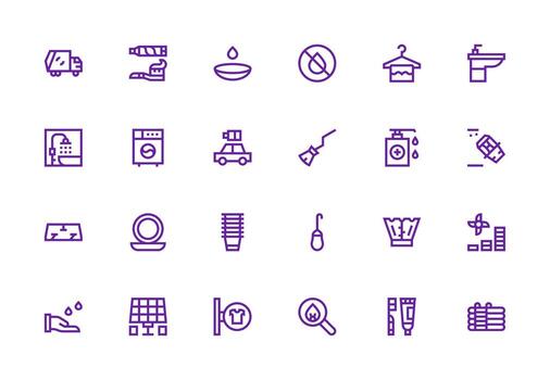 Clean featuring 24 Icons in Thick Line Line Design Sharp Icons for Presentations vector