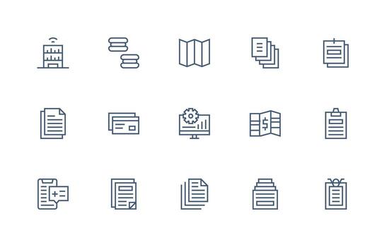 Regular Line Style Reports Icons with 15 Vectors Multi-Style Icon Collection