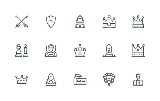 Royalty Visual Pack containing 15 Regular Line Icons UI Icon Set vector
