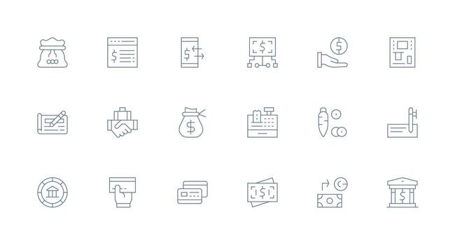 Transaction Design Icons featuring 18 in Minimal Line Style Smart Icon Collection vector