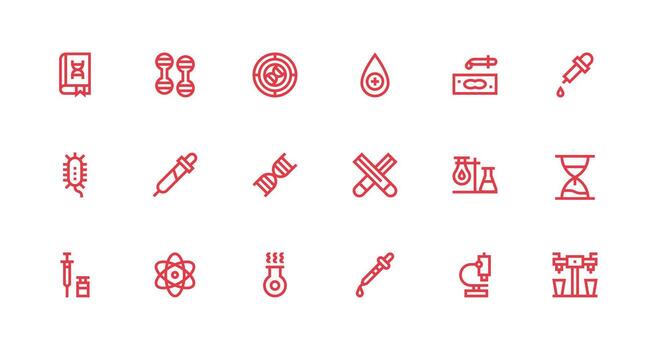 Strong Stroke Line Style Laboratory Icons with 18 Vectors Functional Icon Series