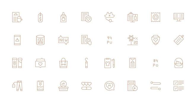 Item Icon Collection with 32 Thin Line Designs Reusable Icon Set vector