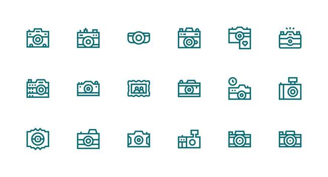 18 Strong Stroke Line Designs for Snapshot Icons Scalable Icons for All Themes vector