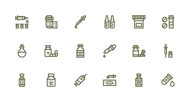 18 Strong Stroke Line Style Icons from Vial Collection Neatly Designed Icons for Web Platforms vector