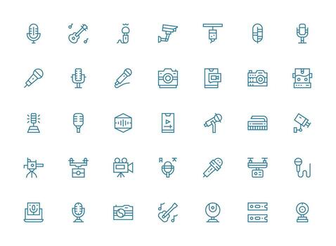 Recording Icon Collection with 35 Regular Clean Line Designs Neatly Designed Icons for Web Platforms vector