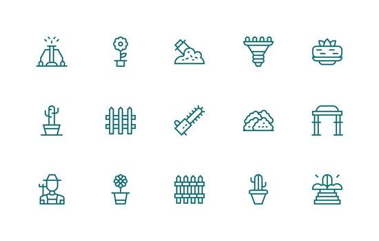 Regular Line Icons from Landscaping Set with 15 Vectors Pixel Perfect Icons for Modern Apps