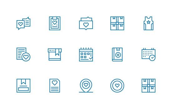 Marked Icon Set with 15 Regular Line Graphics Complete Icon Set for Mobile Apps vector