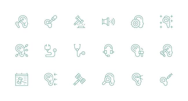 18 mínimo línea vectores para escuchando tema inteligente icono colección