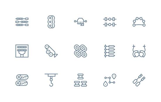 15 Chain Icons in Regular Line Aesthetic Simplified Icon Pack for Visual Tools vector