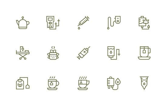 Infusion Icon Set with 15 Regular Line Graphics Neat Icon Set vector