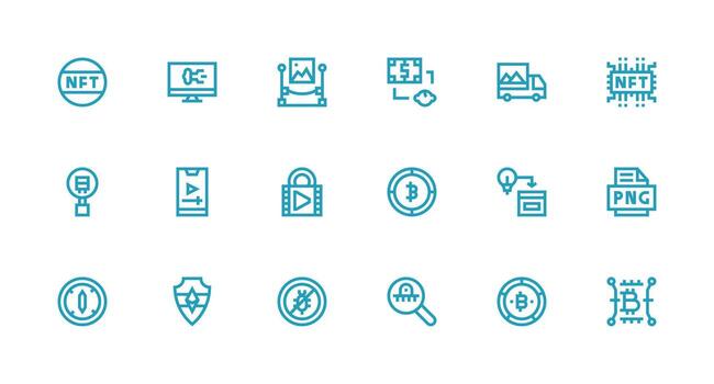 digital activo icono conjunto con 18 fuerte carrera línea gráficos completamente editable icono conjunto para web vector