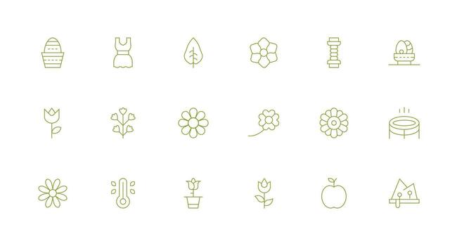 Spring Icon Collection with 18 Minimal Line Designs Multi-Purpose Icon Pack for Templates vector