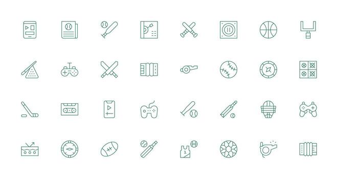 32 Thin Line Icons for Player Graphics Printable Icon Collection vector