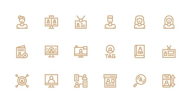 User Profile featuring 18 Icons in Strong Stroke Line Design Flat Icon Set vector