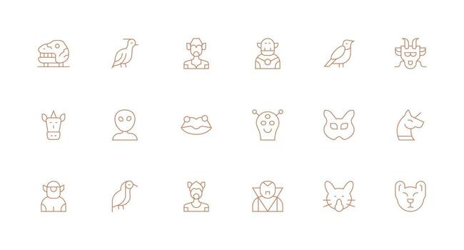 Creature including 18 Minimal Line Illustrations All Device Compatible Icon Set vector