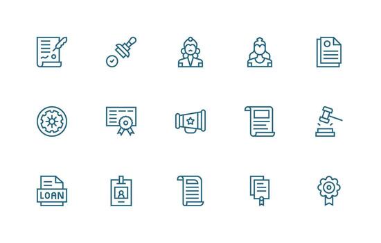 15 Regular Line Icons for Official Graphics Editable Icon Collection vector