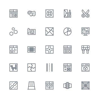 25 Medium Stroke Outline Icons for Section Graphics Fully Editable Icon Set for Web vector